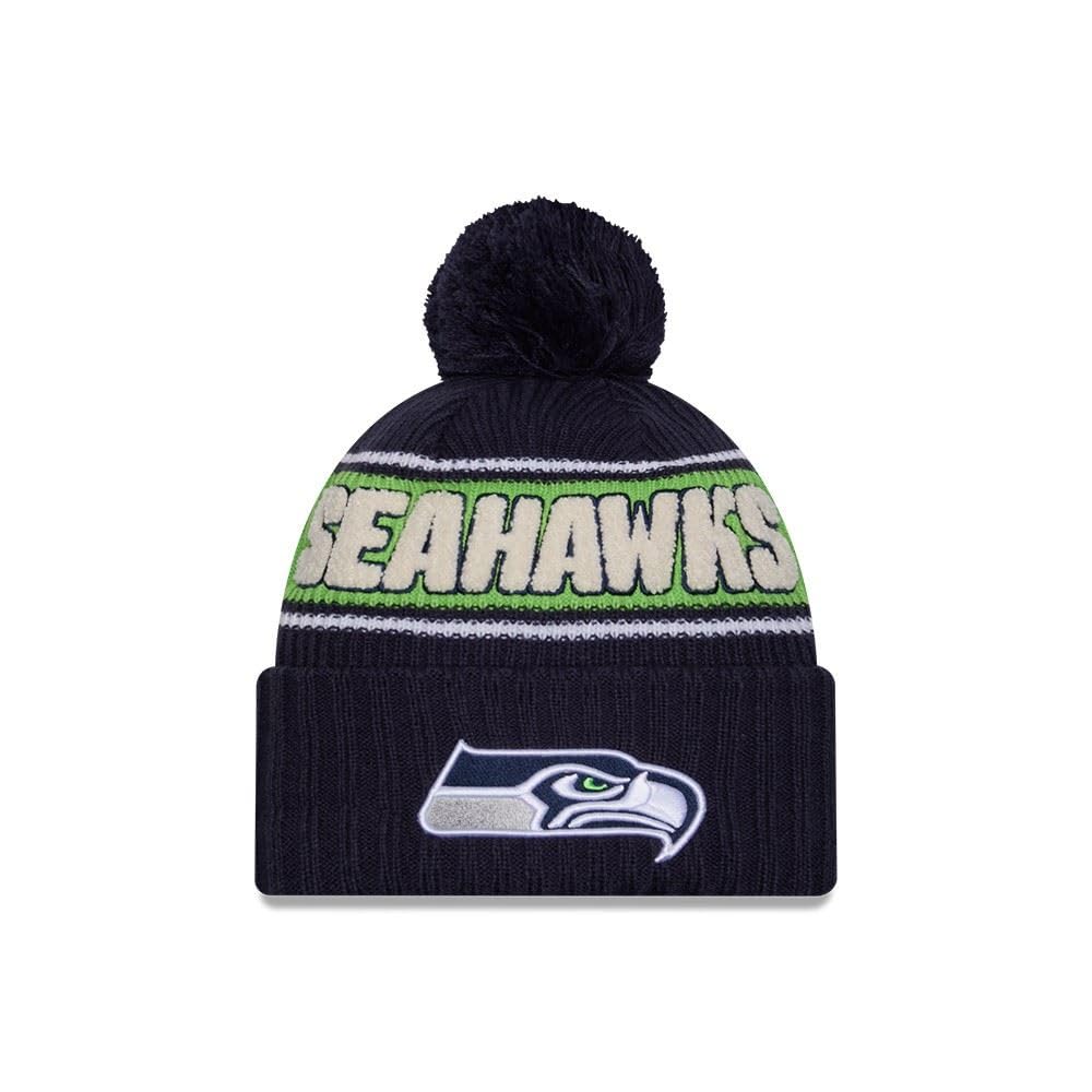 New Era Sideline 2024 American Football Beanie Pompom Winter Stamp Cap NFL Team Logo