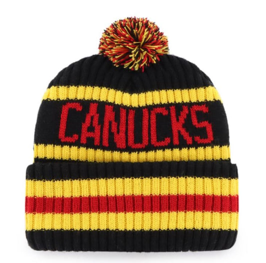 47 NHL Vancouver Vintage Bering Cuff Pom Knit Hat - Yellow/Balck