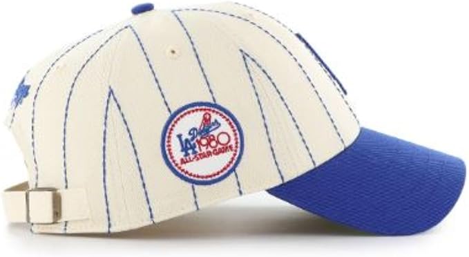 47 MLB Los Angeles Rawlings Pinstripe Clean Up Adjustable Snapback Hat - White/Blue