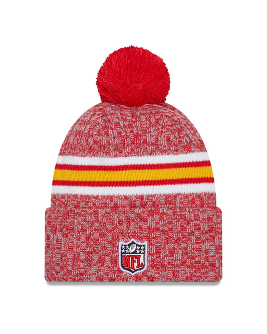 New Era Kansas City Chiefs 2023 Sideline Cuffed Knit Hat with Pom - Red