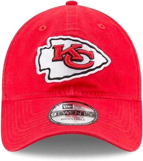 New Era NFL Core Classic 9TWENTY Team Color Adjustable Hat Cap One Size Fits All, Kansas City Chiefs Red, One Size