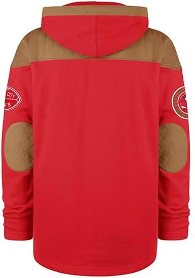 47 NFL Kansas City Golden Age Wingback Lacer Hoodie - Red/Tan Brown (CA/US, Alpha, Small, Regular, Regular, Red)