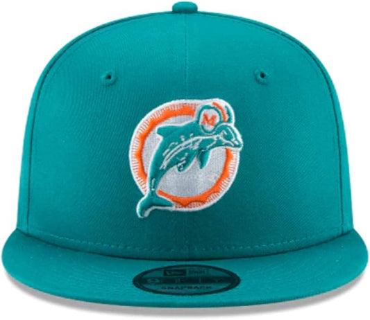 New Era Authentic Exclusive Dolphins Miami 9Fifty Snapback/9Twenty/MVP/9Forty Adjustable Hat - OSFM (Aqua Team Color), Black, Black, One Size