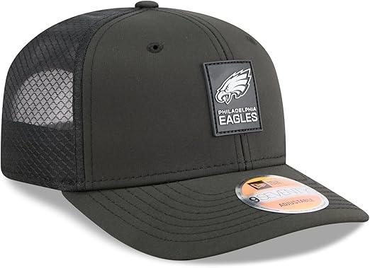 New Era 9SEVENTY NFL 2025 Sideline Trucker Adjustable Snapback Hat (CA/US, Alpha, One Size, Black, Philadelphia Eagles)