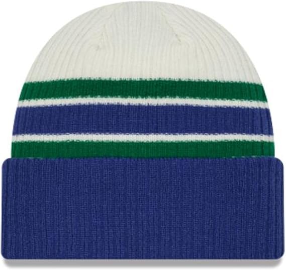 New Era NHL Vancouver Canucks Vintage Knit Beanie - Blue/Cream