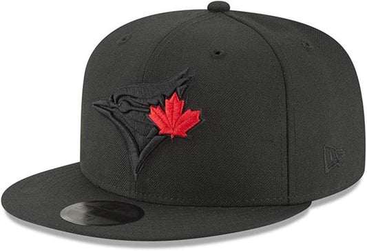 New Era Toronto Blue Jays Baseball Cap, Black with Red Maple Leaf, Fitted