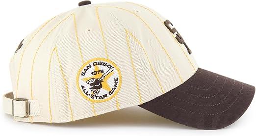 47 MLB San Diego Rawlings Pinstripe Clean Up Adjustable Snapback Hat - White/Brown