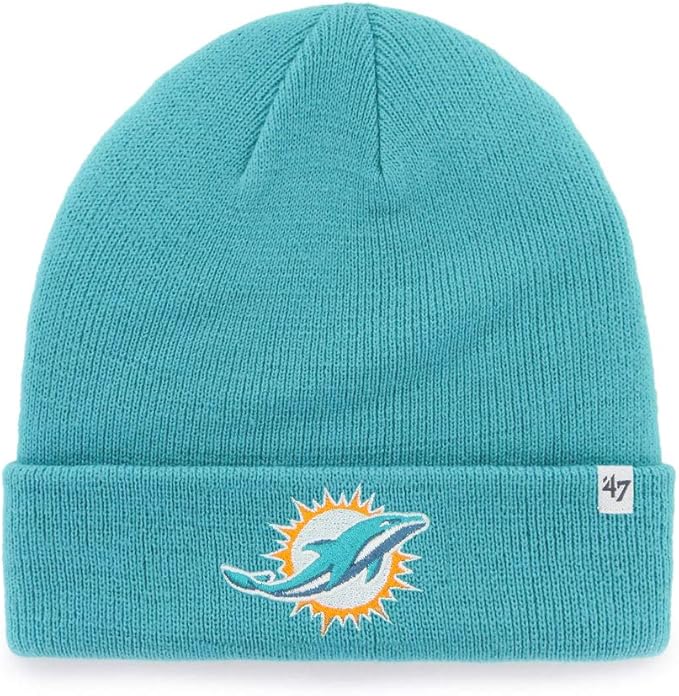 47 Men NFL Raised Cuff Knit Miami Dolphins One Size Fits All