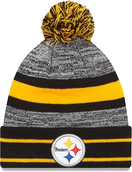 NFL Pittsburgh Steelers Pom Knit Beanie, One Size, Yellow