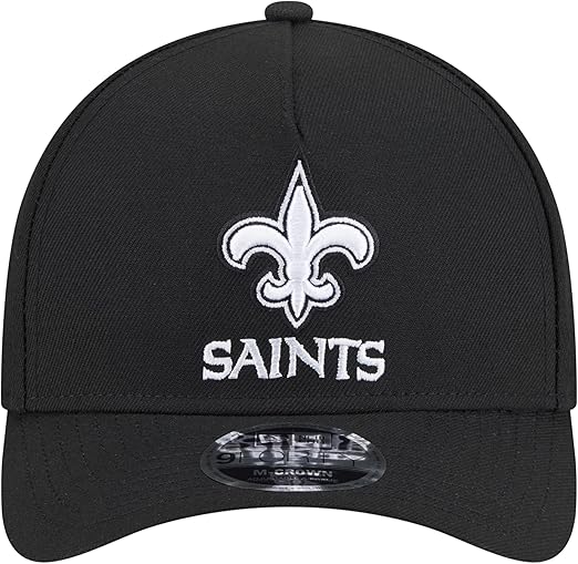 New Era 9FORTY NFL 2025 Team Collection M-Crown A-Frame Adjustable Snapback Hat - Black/White (CA/US, Alpha, One Size, Black, New Orleans Saints)