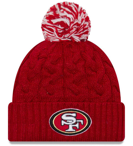 New Era Women's NFL Official Cozy Cable Knit Cuff Pom Beanie Hat