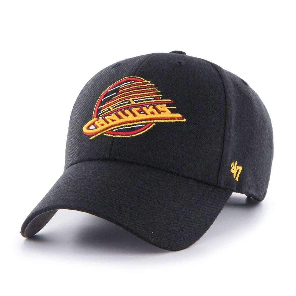 Vancouver Canucks Retro '47 NHL MVP Structured Adjustable Strap One Size Fits Most Black Hat Cap