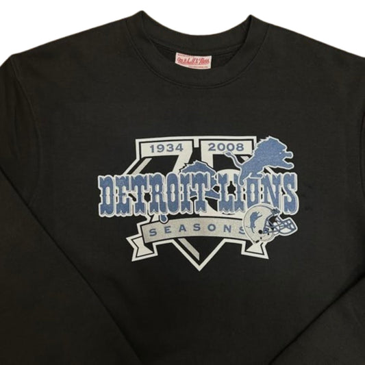 Mitchell & Ness NFL Detroit Lions Anniversary 1934-2008 Black Crew Neck