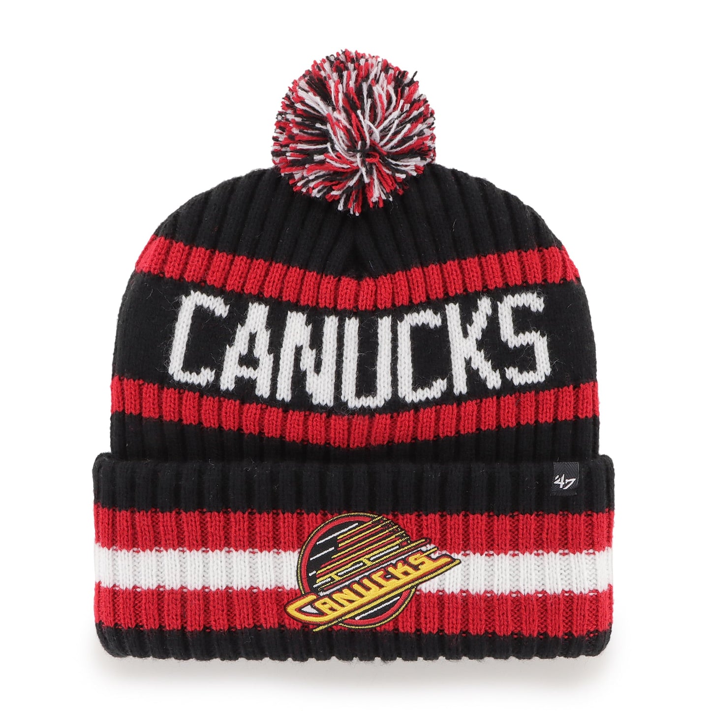 47 NHL Vancouver Hockey Bering Cuff Pom Knit Hat - Black/Red