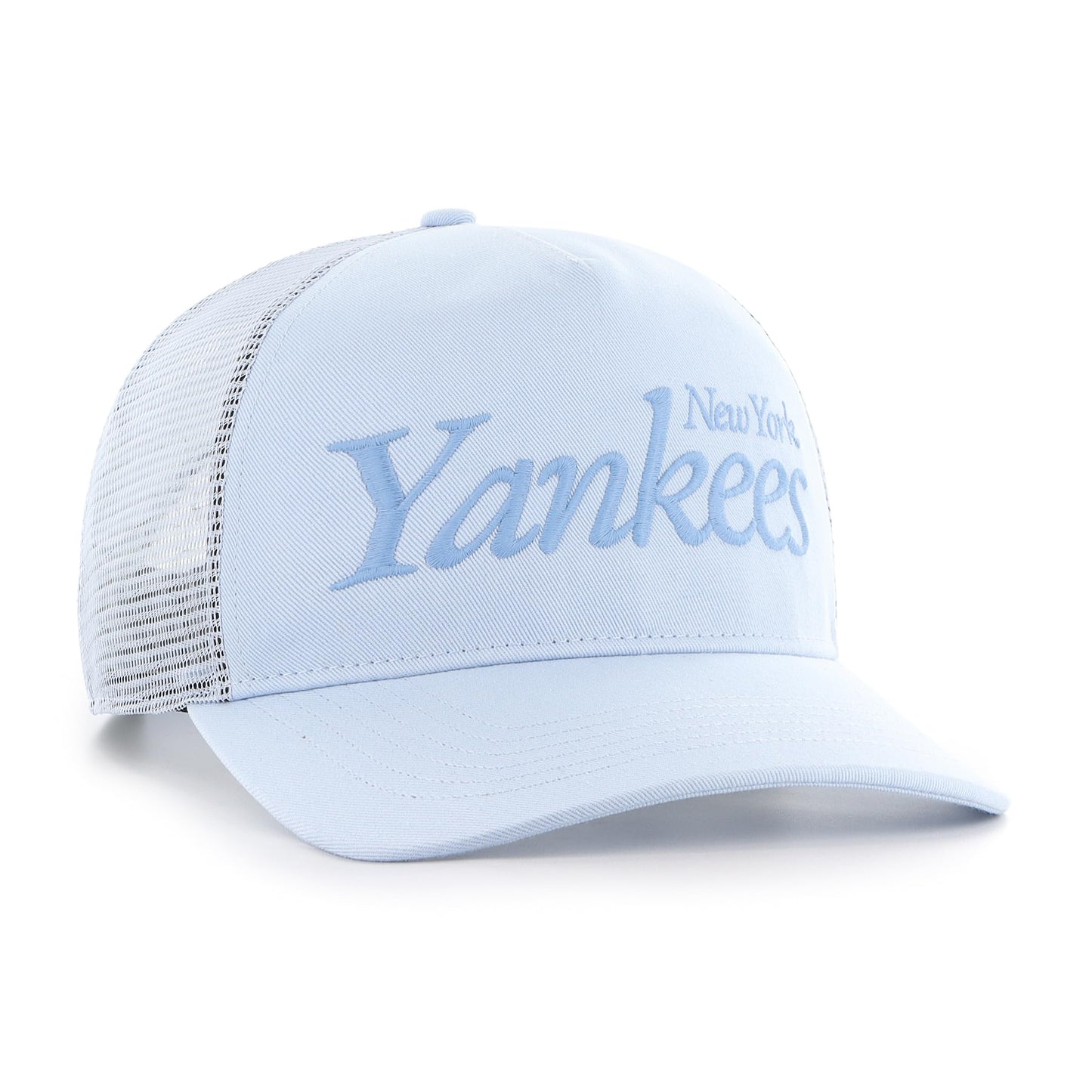 47 Hitch MLB New York Foundation Script Mesh Snapback Hat - Powder Blue