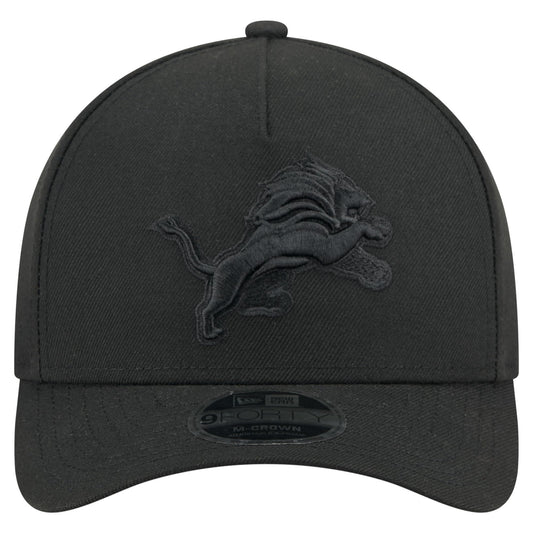 New Era Men's Detroit Lions Black On Black 940 M-Crown A-Frame Adjustable Snapback Hat - One Size
