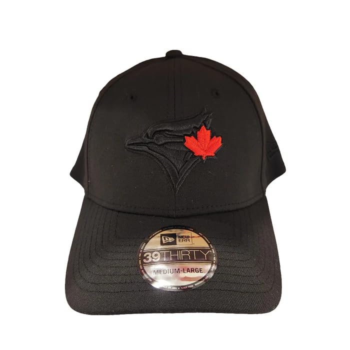 New Era Toronto Blue Jays MLB Men's Black Red Leaf 39Thirty Team Classic Stretch Fit Hat