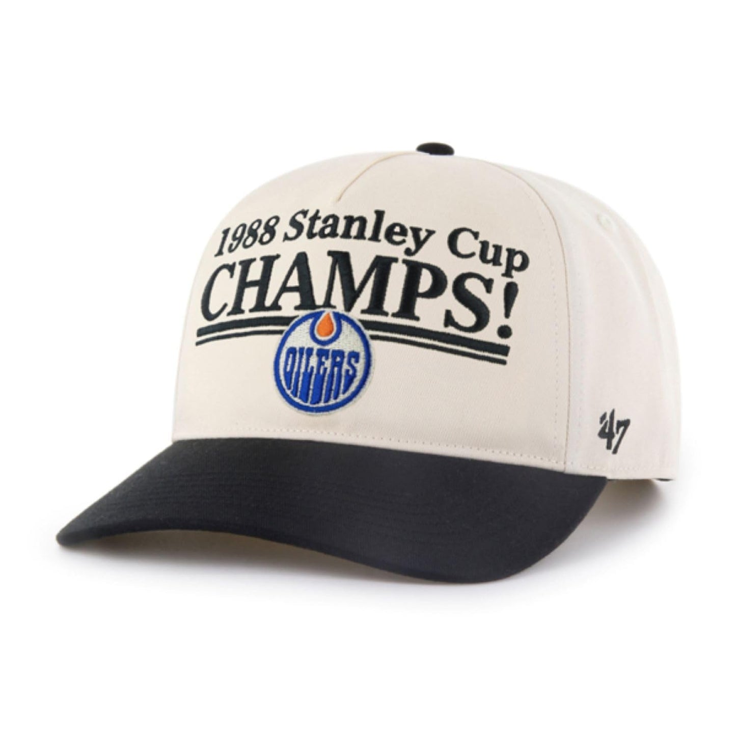 47 NHL Edmonton Tabloid 1988 Stanley Cup Championship Hitch Adjustable Snapback Cap - Black/Beige