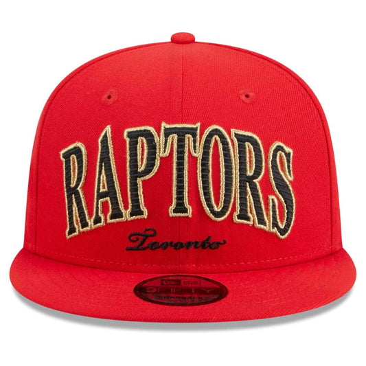 New Era NBA Toronto Raptors Golden Tall Text Throwback 9FIFTY Adjustable Snapback Hat - Red