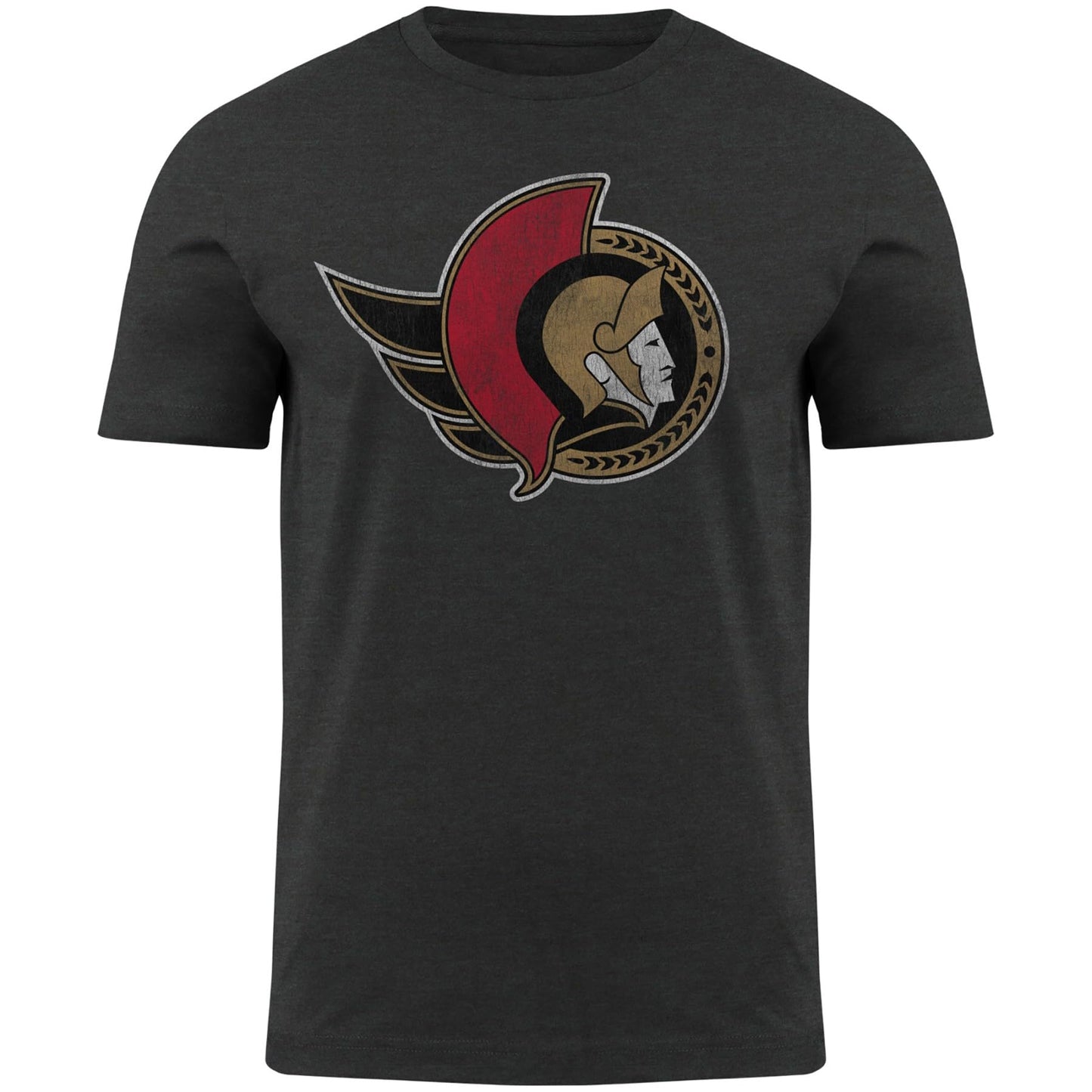 Bulletin Ottawa Senators NHL Primary Distressed Logo Heathered T-Shirt - Charcoal