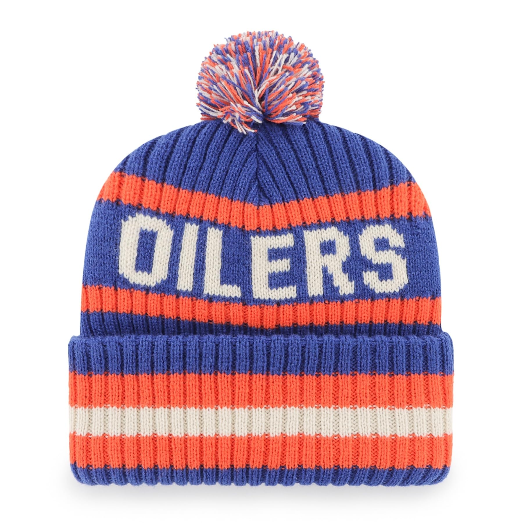 47 Edmonton NHL Bering Cuff Pom Knit Hat Blue