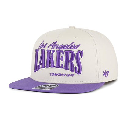 47 Brand Hat Los Angeles Lakers Cream/Navy Chandler Captain Snapback Hat- Adjustable
