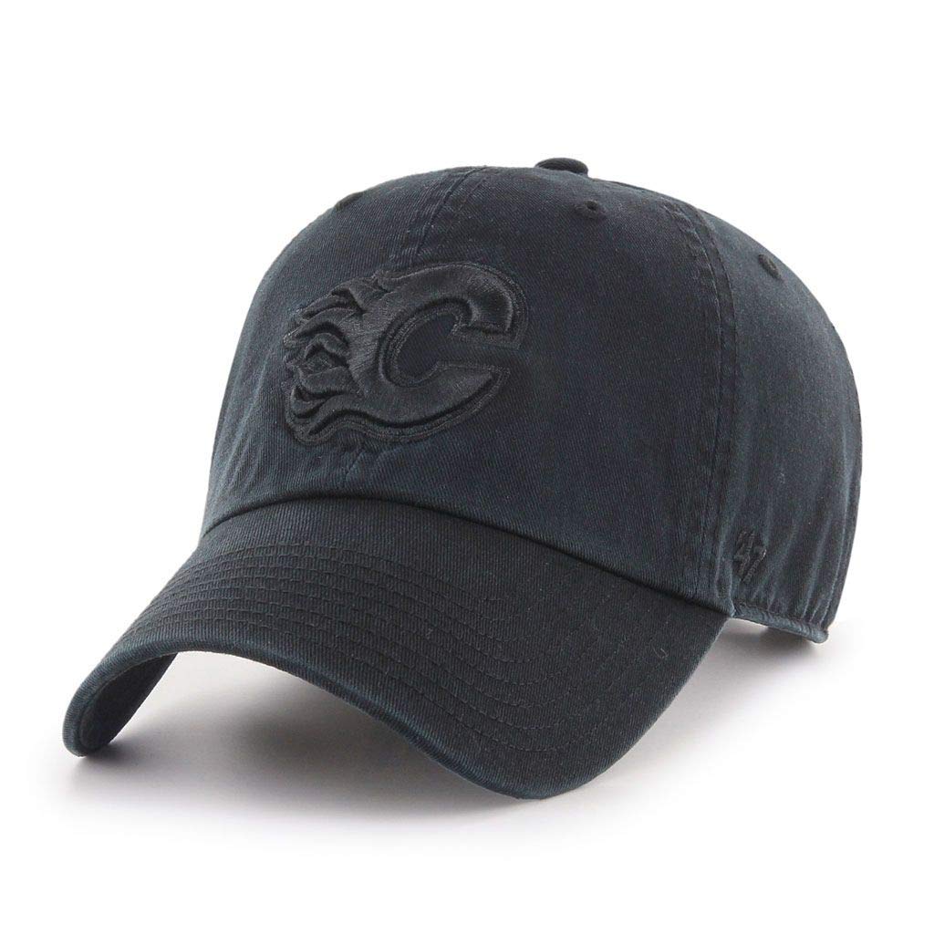 Calgary Flames NHL `47 Clean Up Black On Black Hat | Adjustable - One Size