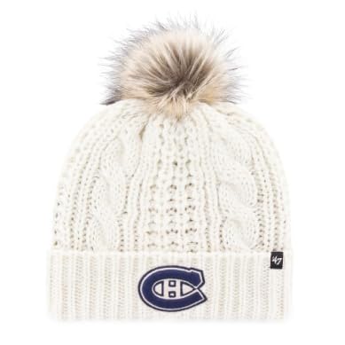 47 Women's White Meeko Cuffed Knit Hat with Pom, Montreal Canadiens Logo