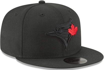New Era Toronto Blue Jays Baseball Cap, Black with Red Maple Leaf, Fitted
