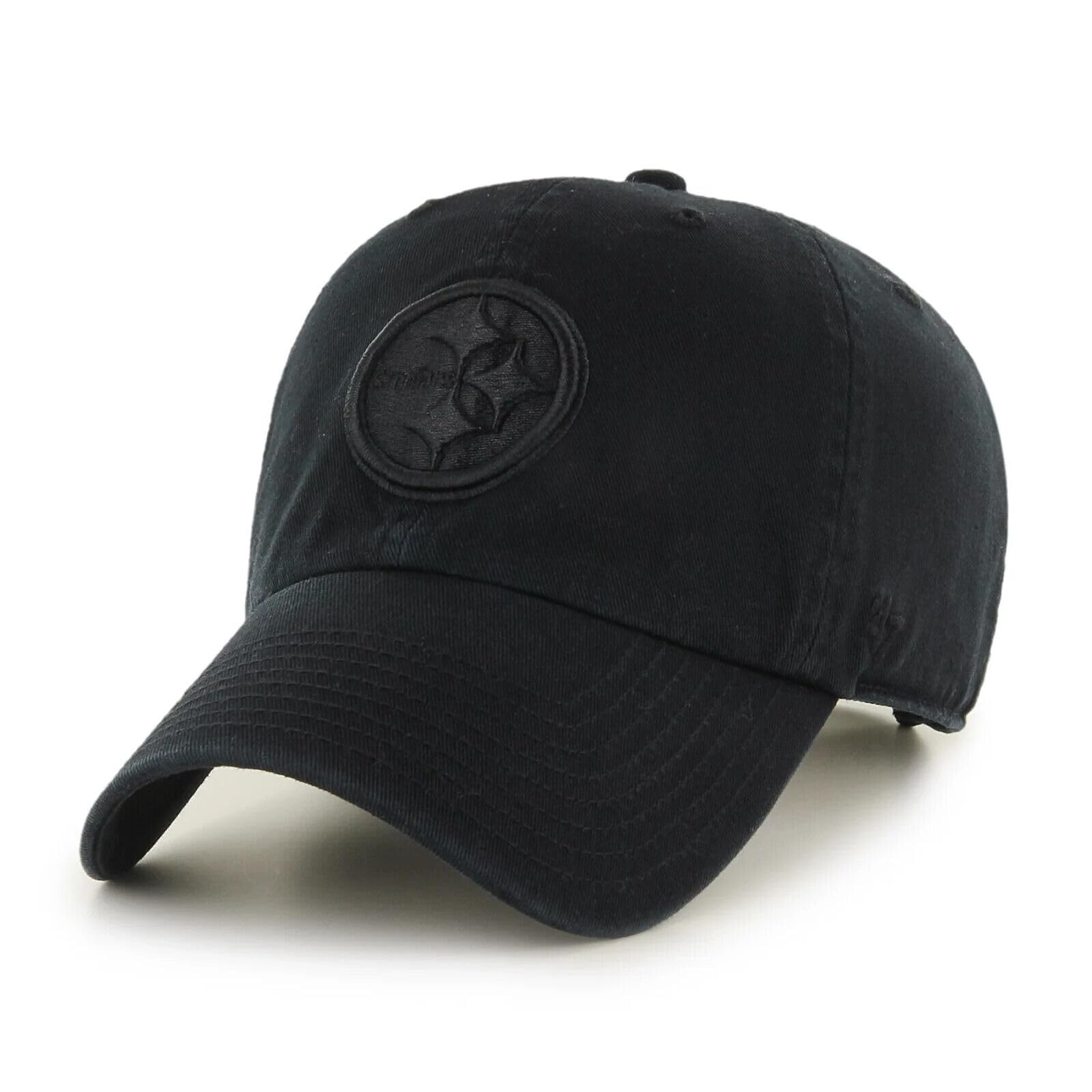 TSV Men's Compatible with Steelers '47 Clean Up Black Hat Cap NFL Football Adjustable Strap