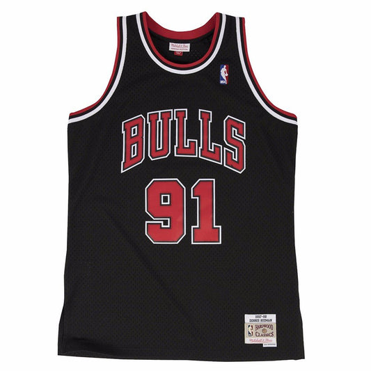 Mitchell And Ness Rodman #91 Black Bulls Swingman Jersey BLACK L
