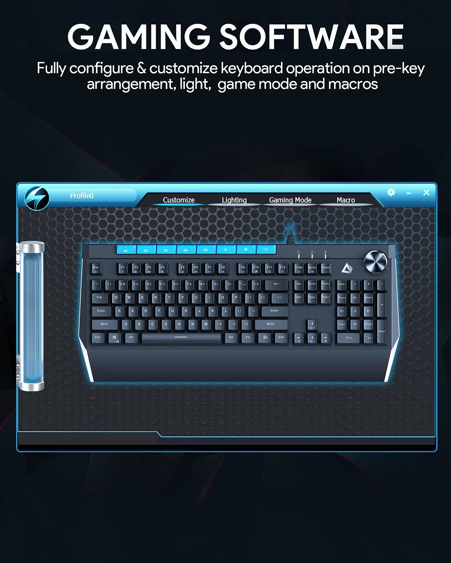 DSF Mechanical Keyboard with Rainbow Backlit & RGB LED Side Light Blue Switches 112keys Volume Control Button,RGB Lighting Programmable Macros Gaming for PC Gamer Computer Desktop (Black), KM-G17