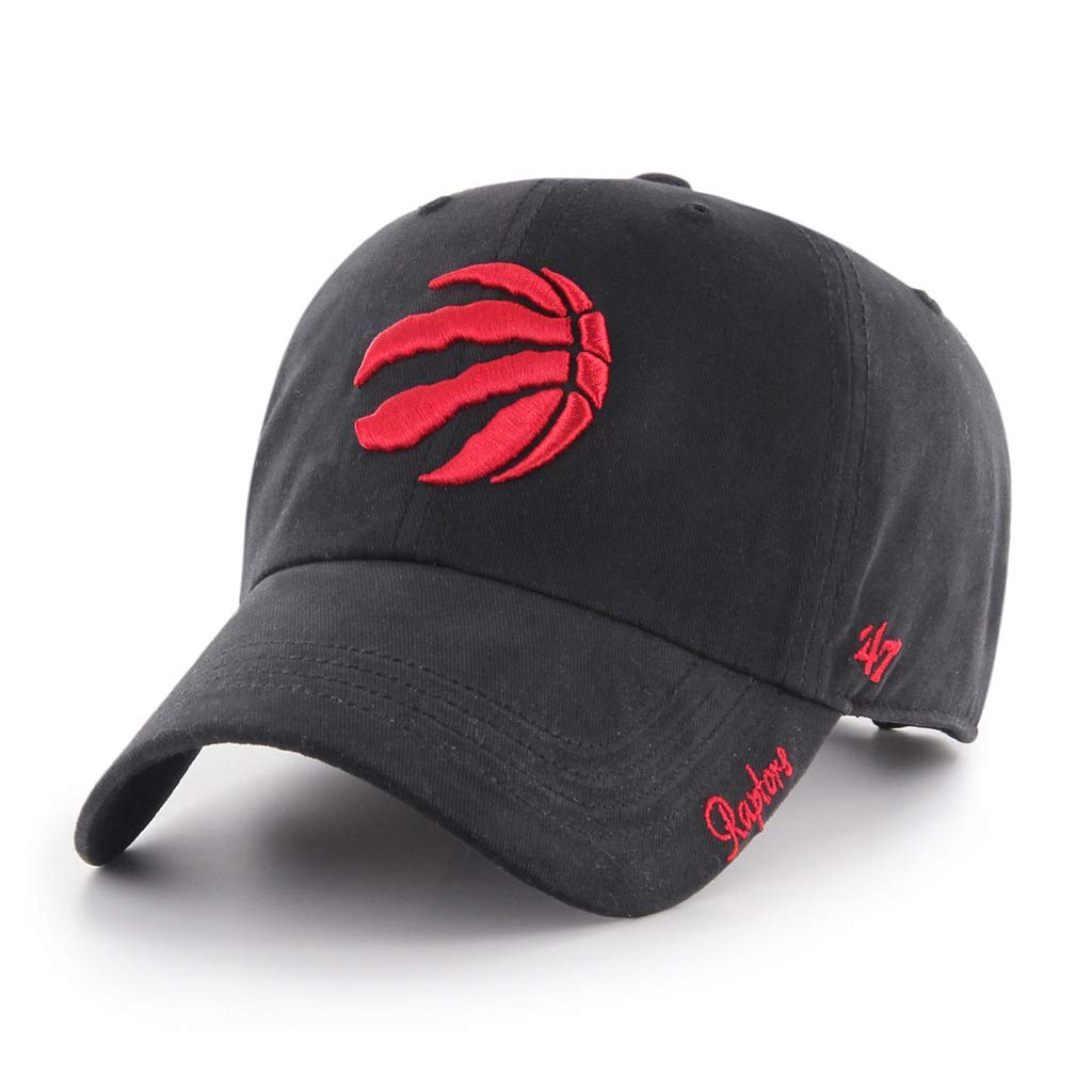 Women's Toronto Raptors Clean Up Miata Red Logo Black Hat Cap Adjustable Strap