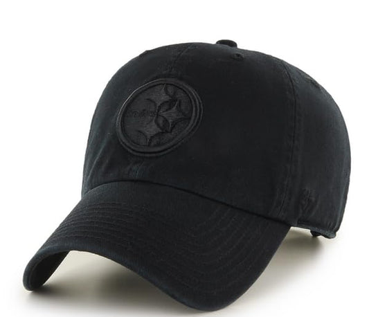 47 Clean Up NFL Pittsburgh Steelers Black on Black Adjustable Hat