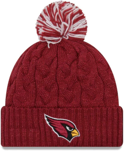New Era Women's NFL Official Cozy Cable Knit Cuff Pom Beanie Hat
