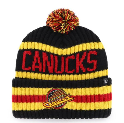 47 NHL Vancouver Vintage Bering Cuff Pom Knit Hat - Yellow/Balck