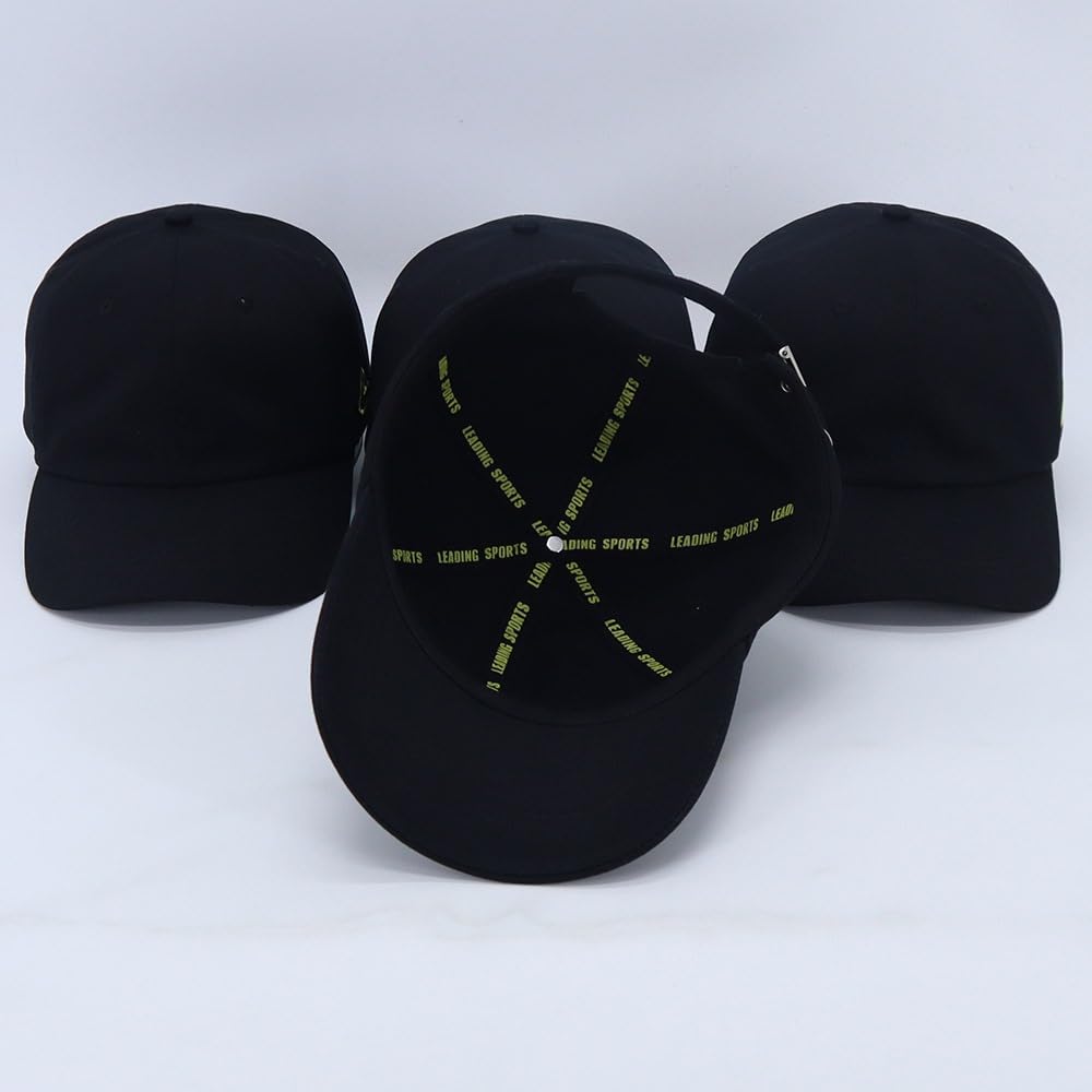 LEADING SPORTS Blank Dad Hat, Black-Adjustable, Black/Yellow, One Size