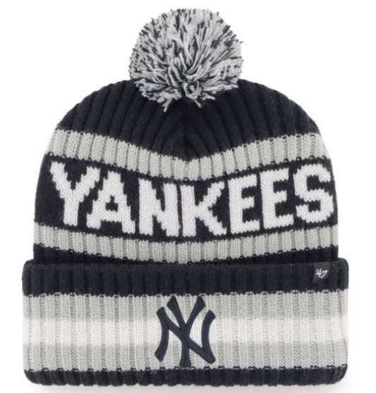 47 MLB New York Bering Knit Cuff Pom Hat - Navy/Grey