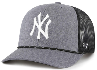 47 Trucker MLB New York Carbon Rope Mesh Back Adjustable Snapback Hat - Grey