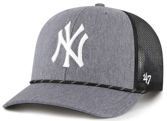 47 Trucker MLB New York Carbon Rope Mesh Back Adjustable Snapback Hat - Grey