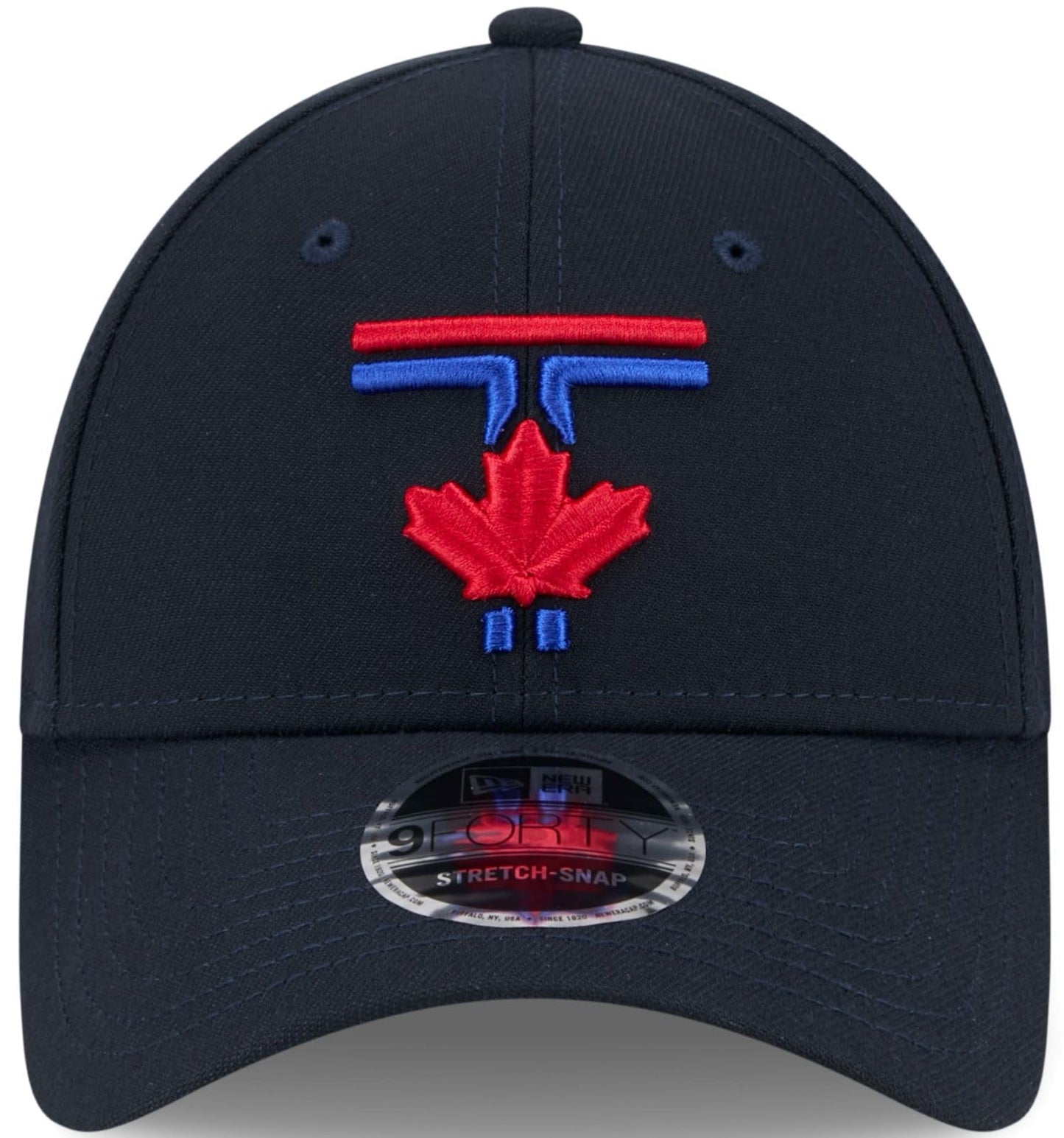 New Era 9FORTY MLB Toronto Blue Jays 2024 City Connect T Logo Stretch Snap Adjustable Hat - Navy