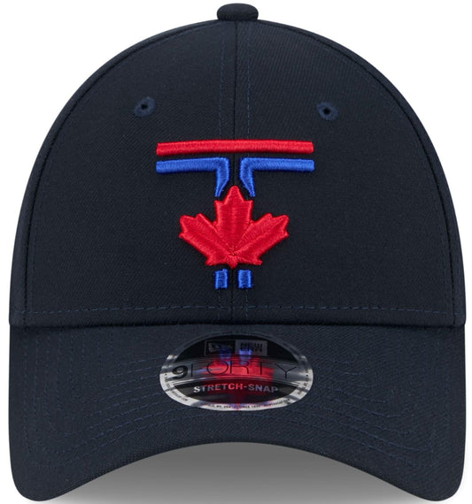 New Era 9FORTY MLB Toronto Blue Jays 2024 City Connect T Logo Stretch Snap Adjustable Hat - Navy