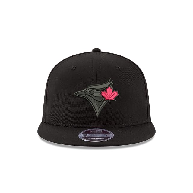 New Era 9FIFTY MLB Toronto Blue Jays Black on Black Red Leaf Adjustable Snapback Hat - Black
