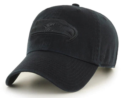 47 Brand Seattle Seahawks Hat NFL Black On Black Clean Up Adjustable Cap