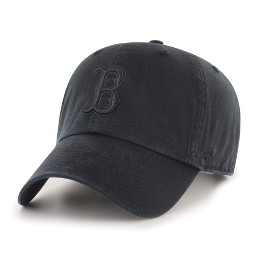 '47 Forty Seven Brand Boston Red Sox Tone On Tone Black Clean Up Curved Visor Strapback Cap
