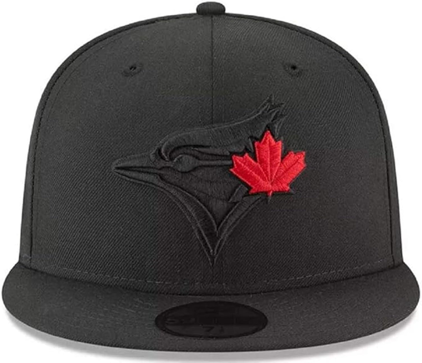 New Era Toronto Blue Jays Baseball Cap, Black with Red Maple Leaf, Fitted