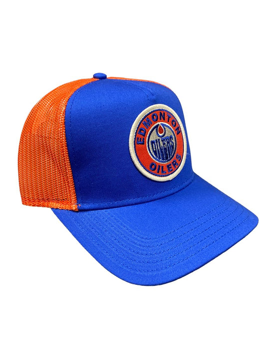 American Needle Edmonton Oilers Valin Trucker Mesh Back Adjustable Hat Blue