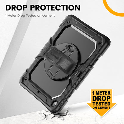 Timecity Case for iPad 7th/8th/9th/10th/11th Generation with Screen Protector, Full-Body Protection Case with 360 Rotating Stand & Soft Hand/Shoulder Strap/Pencil Holder