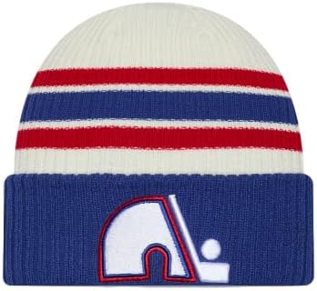 New Era NHL Quebec Nordiques Vintage Beanie Knit Hat - Cream/Blue