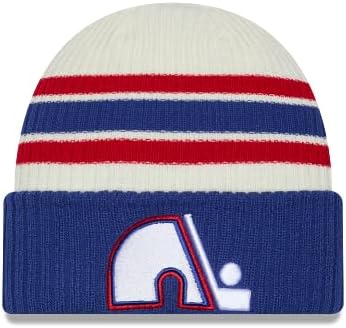 New Era NHL Quebec Nordiques Vintage Beanie Knit Hat - Cream/Blue